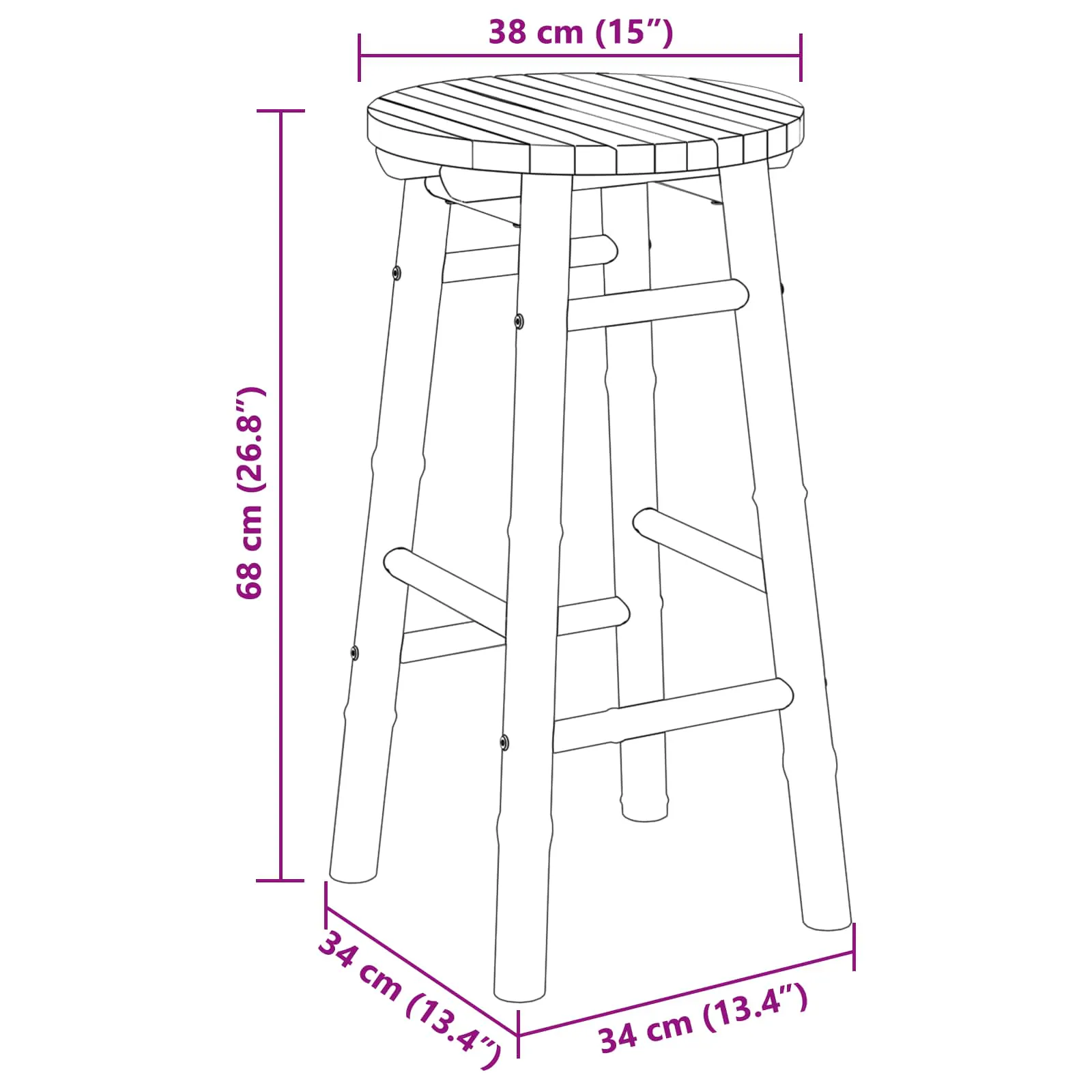 Garden Stool Natural Ø 38 x 68 cm Bamboo 42028240