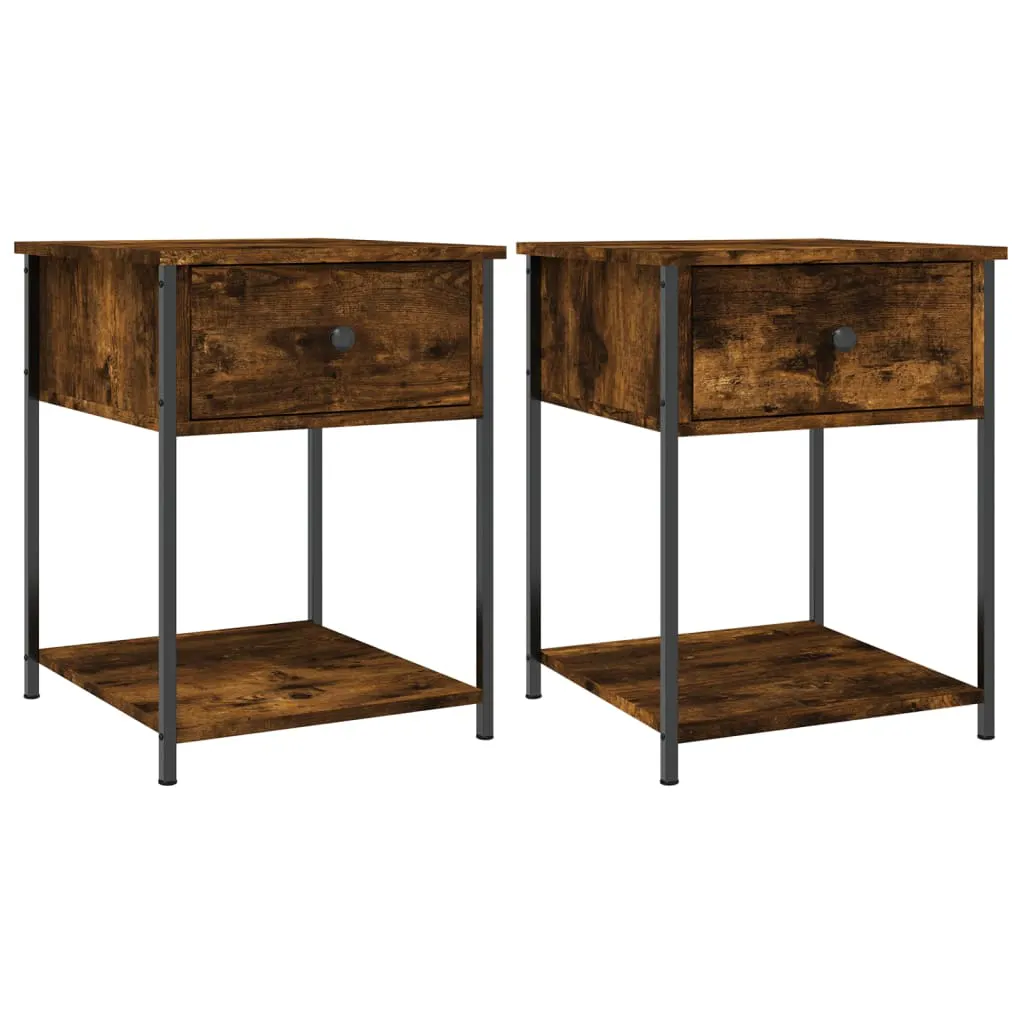 Bedside Tables 2 pcs Smoked Oak 44x45x58 cm Engineered Wood 825848 Bedside Tables 2 pcs Smoked Oak 44x45x58 cm Engineered Wood 825848