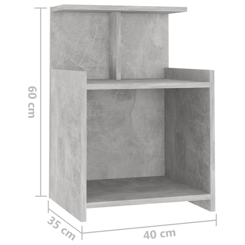 NNEVL Bed Cabinet Concrete Grey 40x35x60 cm Chipboard image number null