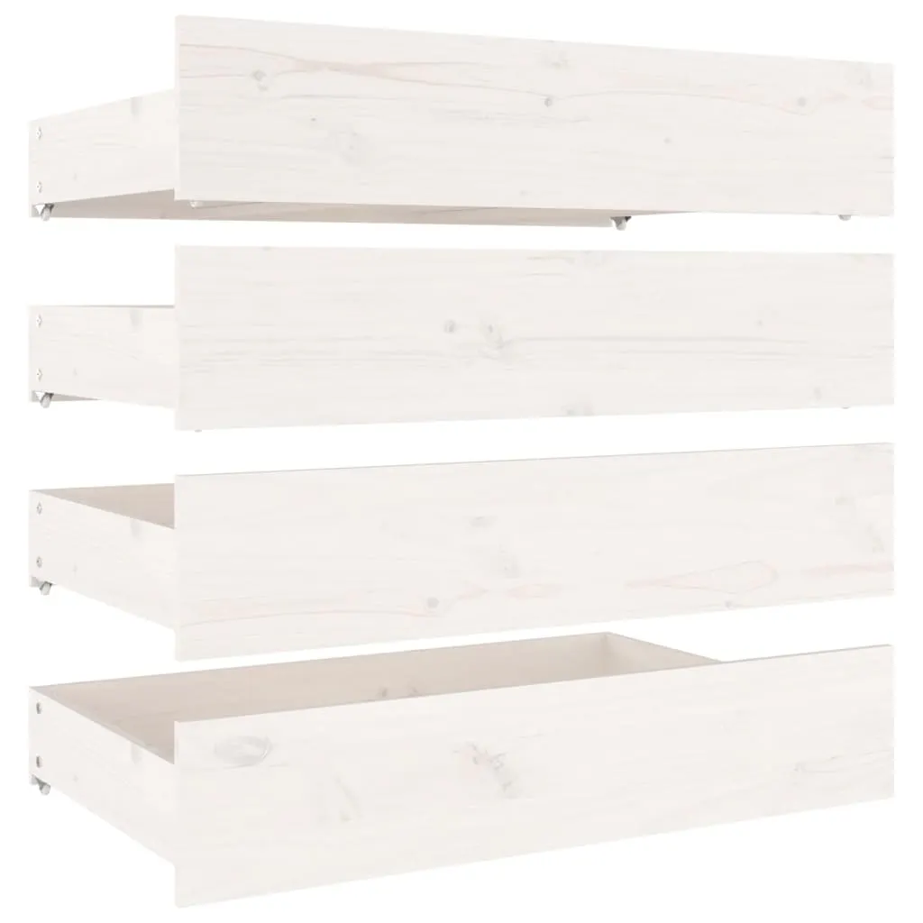 Bed Drawers 4 pcs White Solid Wood Pine 815000 Bed Drawers 4 pcs White Solid Wood Pine 815000