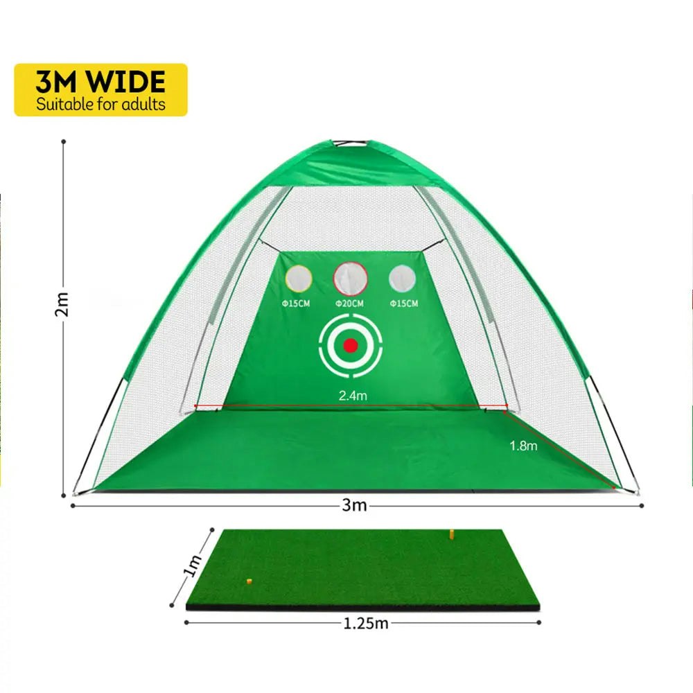 BALLSTRIKE 2M/3M Golf Practice Net Hitting Nets Driving Netting Chipping Cage Training Aid