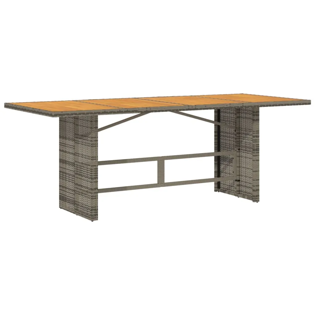 Garden Table with Acacia Wood Top Grey 190x80x75 cm Poly Rattan 365601 Garden Table with Acacia Wood Top Grey 190x80x75 cm Poly Rattan 365601