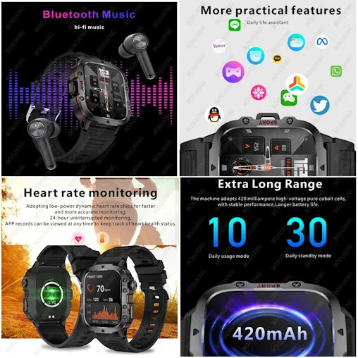 NNEOBA Rugged Military GPS Smart Watch - AMOLED 1.96" HD Display NNEOBA Rugged Military GPS Smart Watch - AMOLED 1.96" HD Display