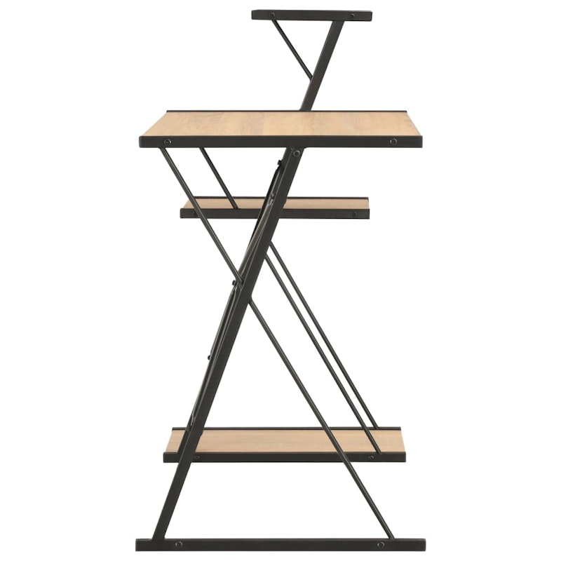 NNEVL Desk with Shelf Black and Oak 116x50x93 cm image number null