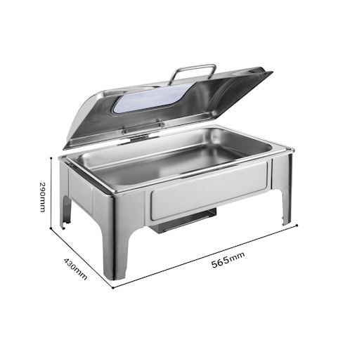 SOGA 4X 9L Rectangular Stainless Steel Soup Warmer Roll Top Chafer Chafing Dish Set with Glass Visual Window Lid SOGA 4X 9L Rectangular Stainless Steel Soup Warmer Roll Top Chafer Chafing Dish Set with Glass Visual Window Lid