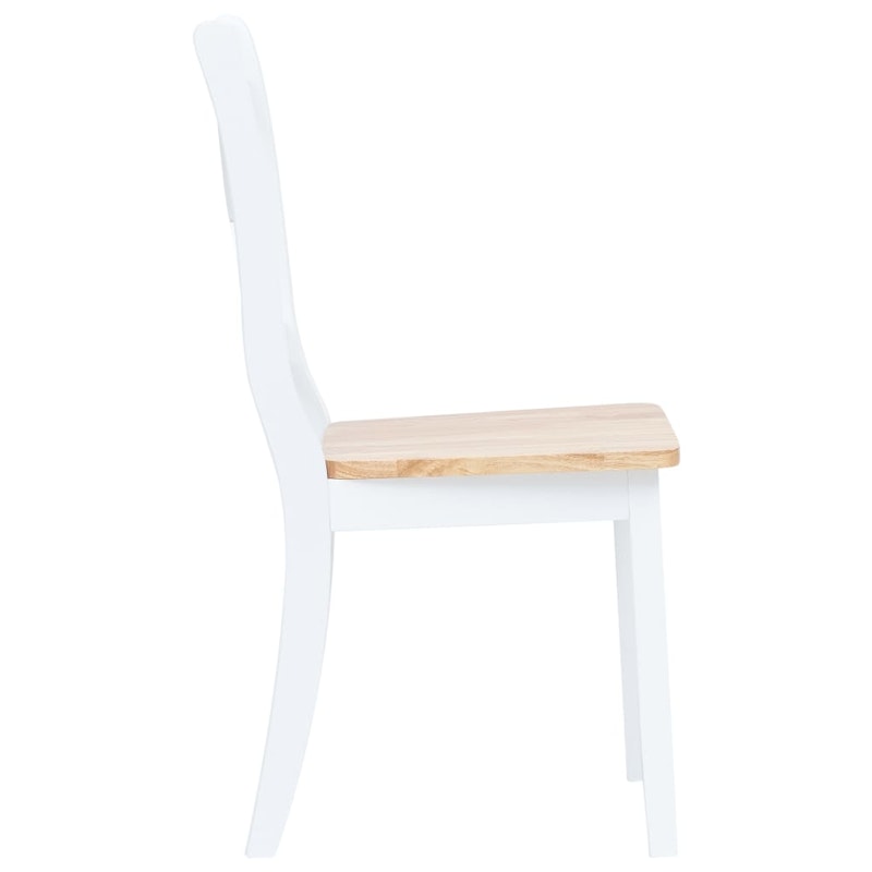 vidaXL Dining Chairs 4 pcs White and Light Wood Solid Rubber Wood image number null
