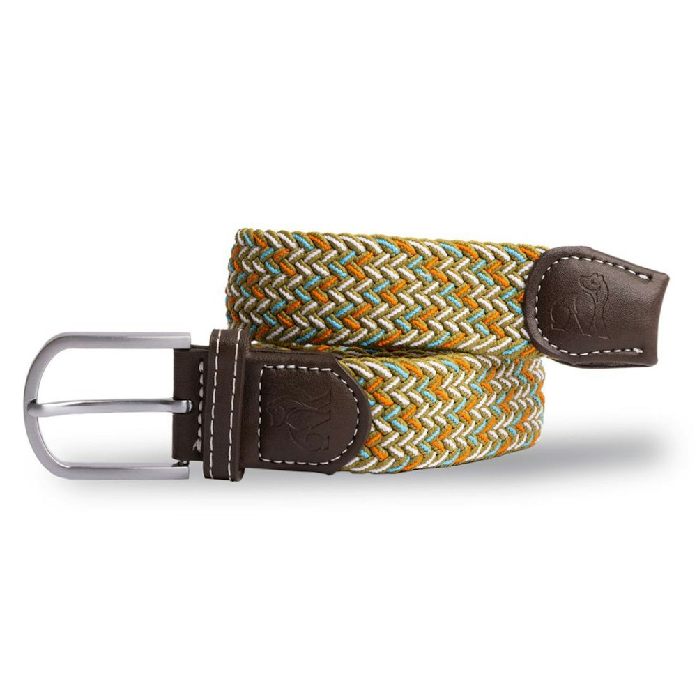 Swole Panda Woven Belt - Khaki And Blue Dot