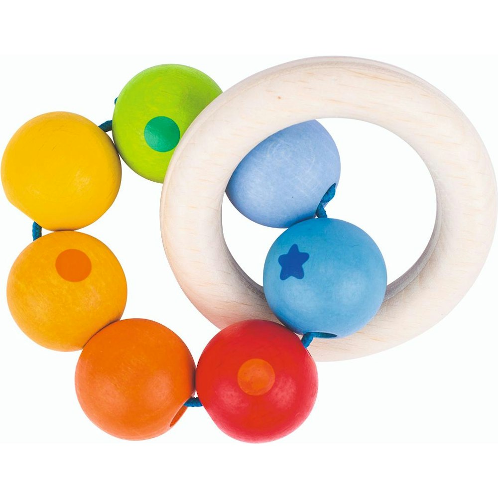 Goki Rainbow Wooden Grasping Ring Rattle