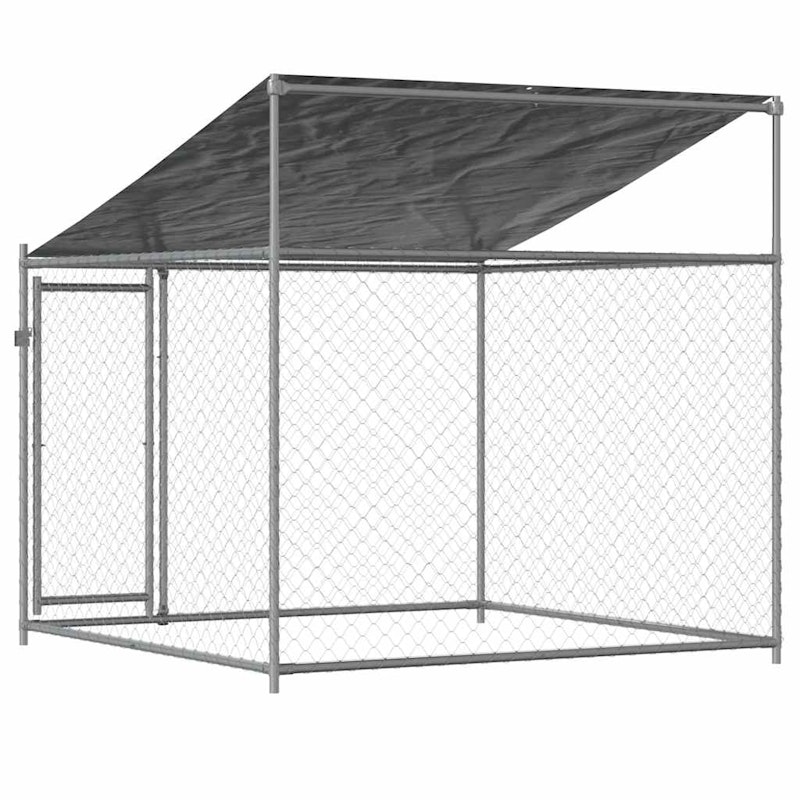 vidaXL Dog Cage with Roof and Door Grey 2x2x2 m Galvanised Steel image number null