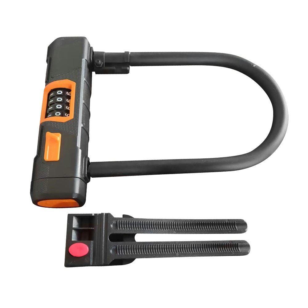 AKEZ 4-Digit Password Steel Bicycle U-Lock E-Bike Bicycle Accessories - Orange