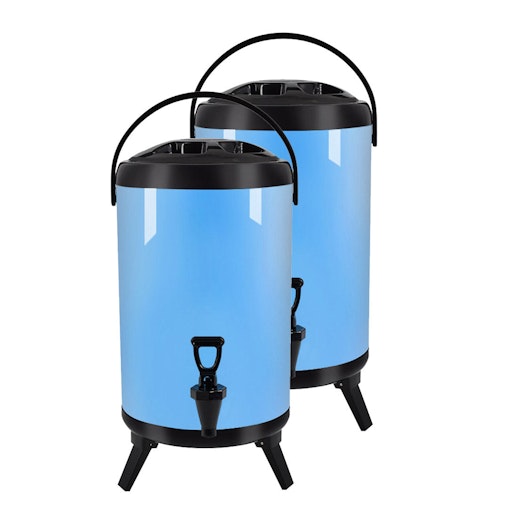 SOGA 2X 16L Stainless Steel Insulated Milk Tea Barrel Hot and Cold Beverage Dispenser Container with Faucet Blue image number null