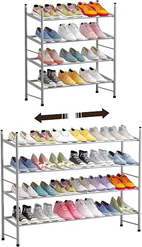 Buy Tier Shoe rack, Metal Iron, Expandable, Adjustable (Grey) at