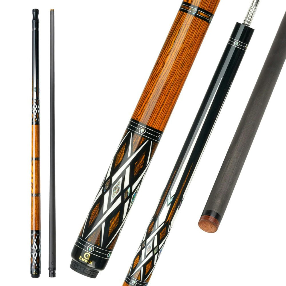 Konllen HQ-07AF 147CM 2-Piece Pool Cue Ebony Wood 18.5-20OZ Billiard Cue - Brown&Black