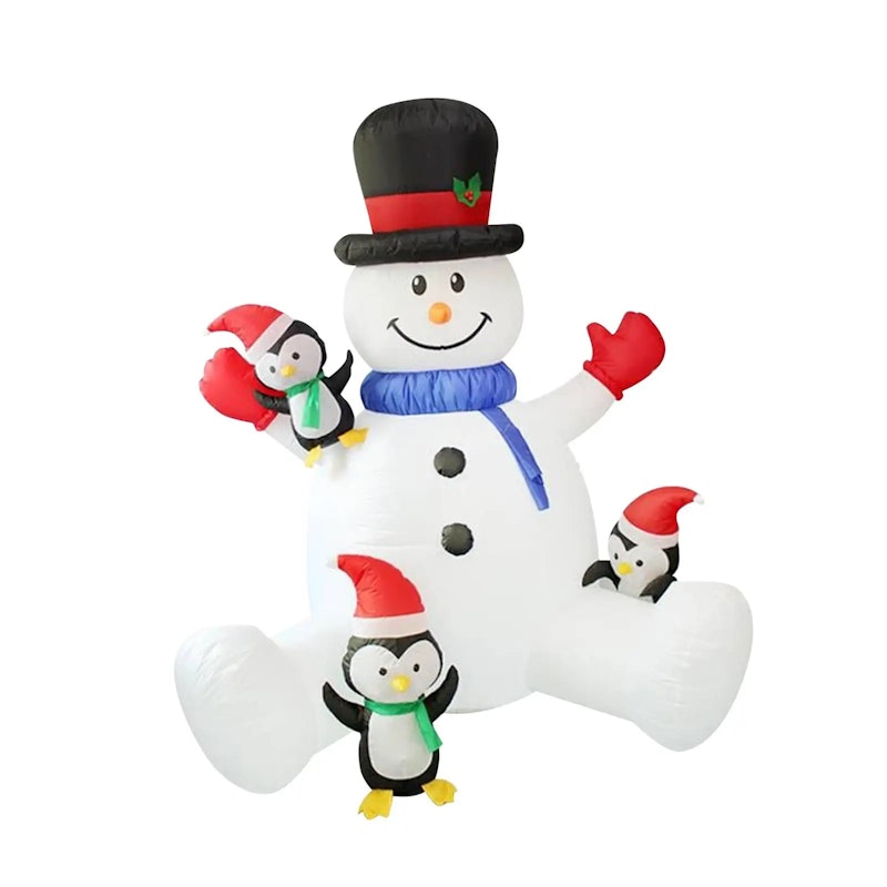 NNEOBA Christmas Inflatable Snowman with Cute Penguins image number null