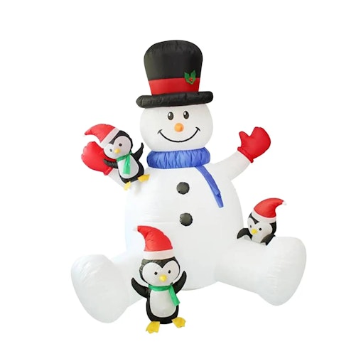 NNEOBA Christmas Inflatable Snowman with Cute Penguins image number null