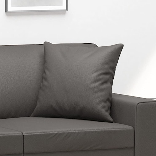 NNEVL Throw Pillows 2 pcs Grey 40x40 cm Faux Leather NNEVL Throw Pillows 2 pcs Grey 40x40 cm Faux Leather