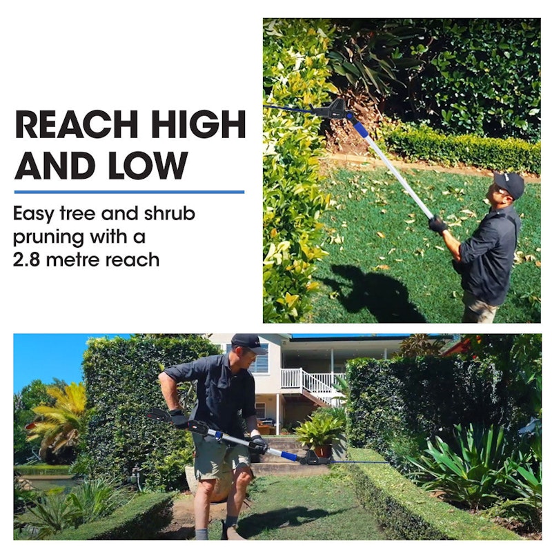 NNEMB 20V Cordless Pole Saw & Hedge Trimmer Combo, 8' Chainsaw Pruner & 20' Hedger, Telescopic Handle, Battery and Fast Charger Kit image number null