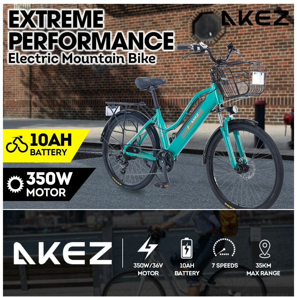 AKEZ 26 Inch Electric Bike City Bike Bicycles Assisted Bicycle Women
