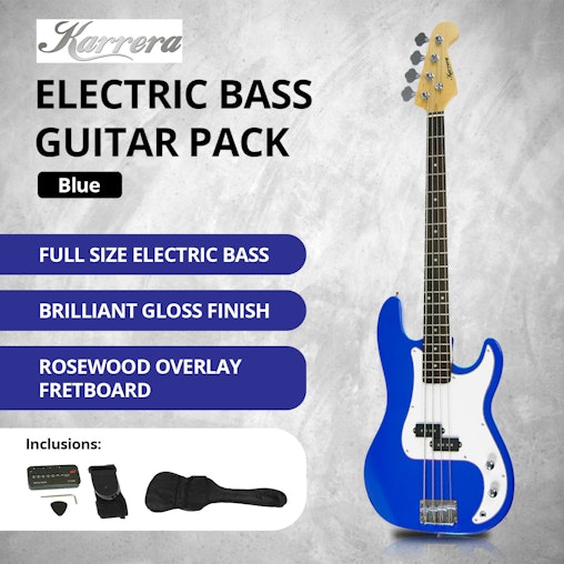 NNEDPE Karrera Electric Bass Guitar Pack - Blue NNEDPE Karrera Electric Bass Guitar Pack - Blue