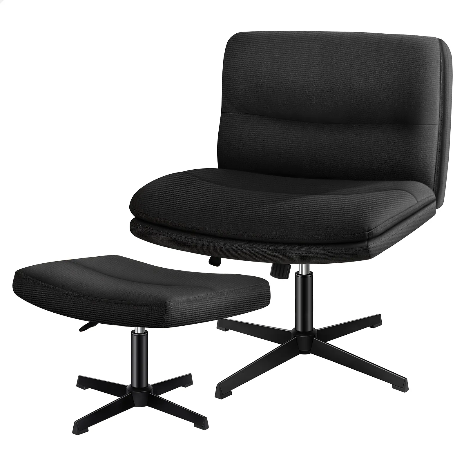 Alfordson Office Chair Computer Seat Cross-legged Work Ottoman Fabric Black