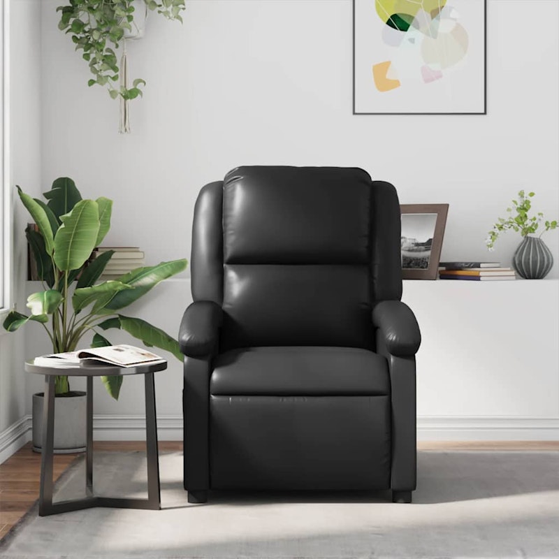 vidaXL Massage Recliner Chair Black Faux Leather image number null