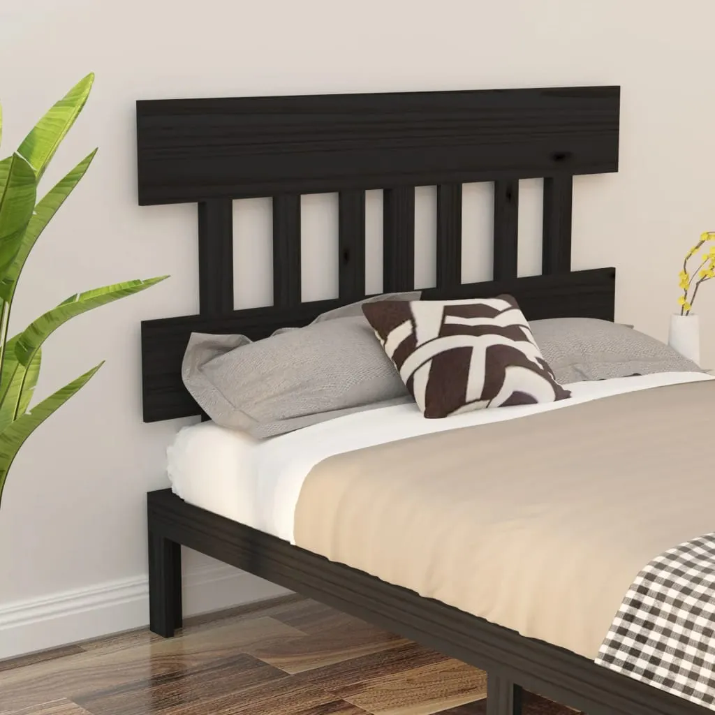 Bed Headboard Black 138.5x3x81 cm Solid Wood Pine 819119
