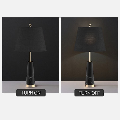 SOGA 4X 68cm Black Marble Bedside Desk Table Lamp Living Room Shade with Cone Shape Base SOGA 4X 68cm Black Marble Bedside Desk Table Lamp Living Room Shade with Cone Shape Base
