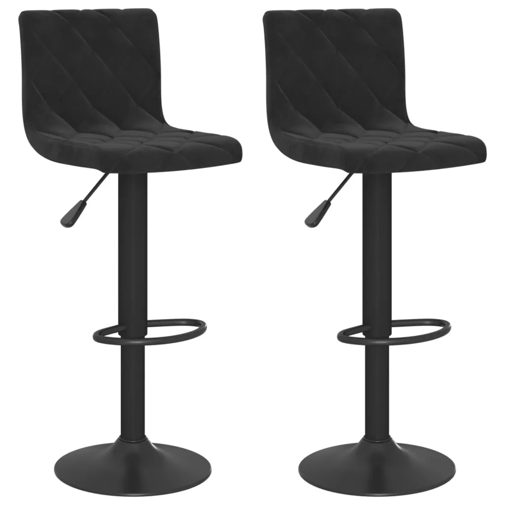 Bar Stools 2 pcs Black Velvet 333728 Bar Stools 2 pcs Black Velvet 333728