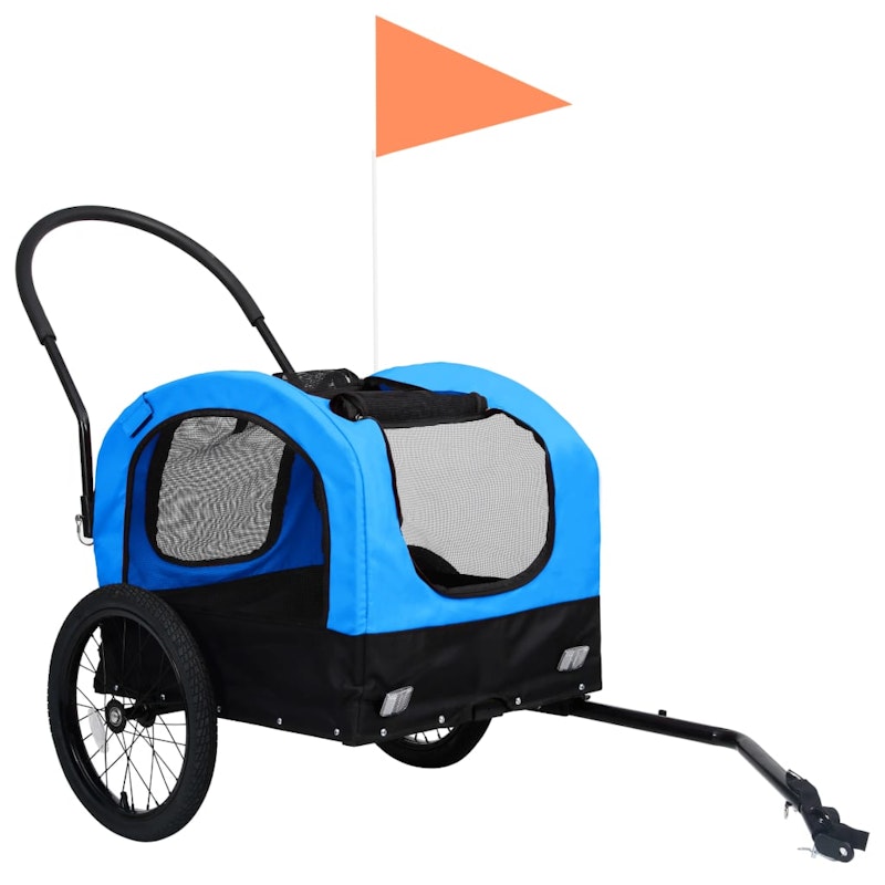 NNEVL 2-in-1 Pet Bike Trailer and Jogging Stroller Blue and Black image number null