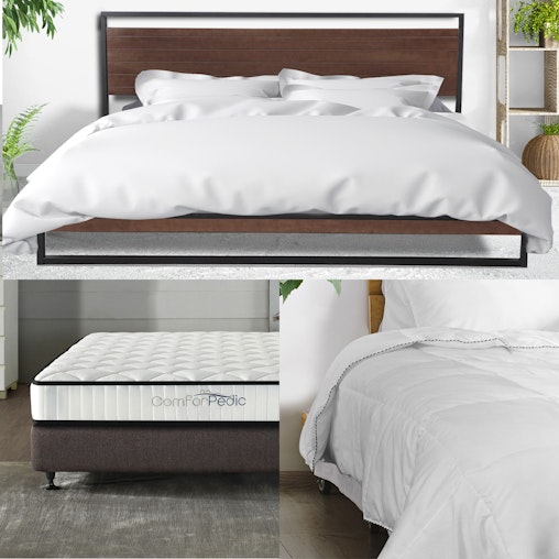 Azure Bed Frame + Comforpedic Mattress + 250GSM Bamboo Quilt Package Deal Set - Single - Azure Bed Frame + Comforpedic Mattress + 250GSM Bamboo Quilt Package Deal Set - Single -