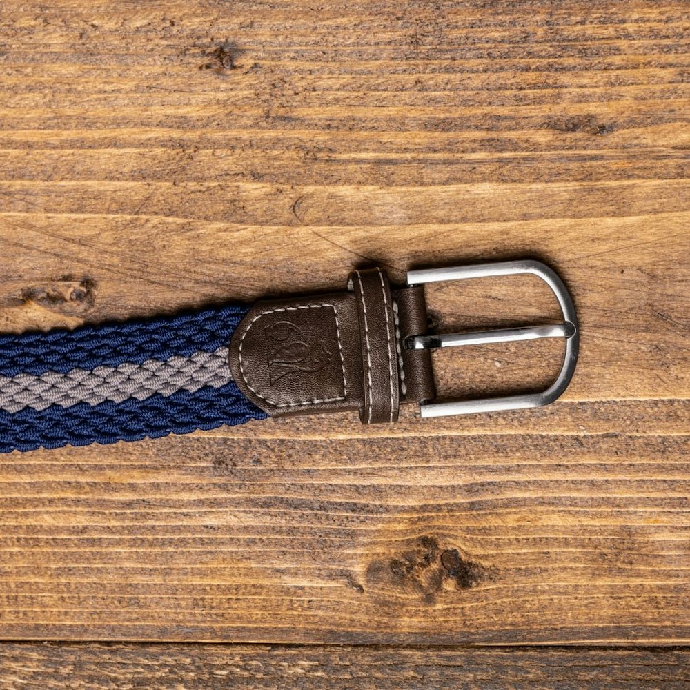 Swole Panda Woven Belt - Blue / Grey Stripe