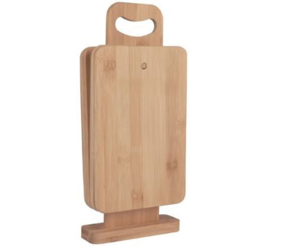 4pc Bamboo 22x14cm Chopping Block/Cutting Board Set w/ Display Stand image number null