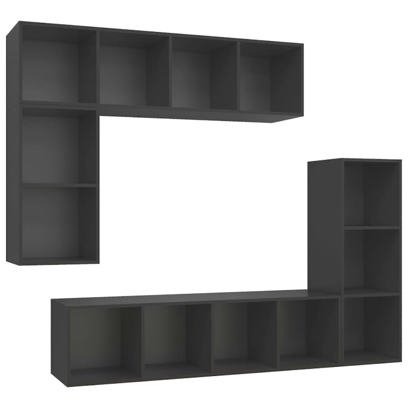 NNEVL 4 Piece TV Cabinet Set Grey Chipboard image number null