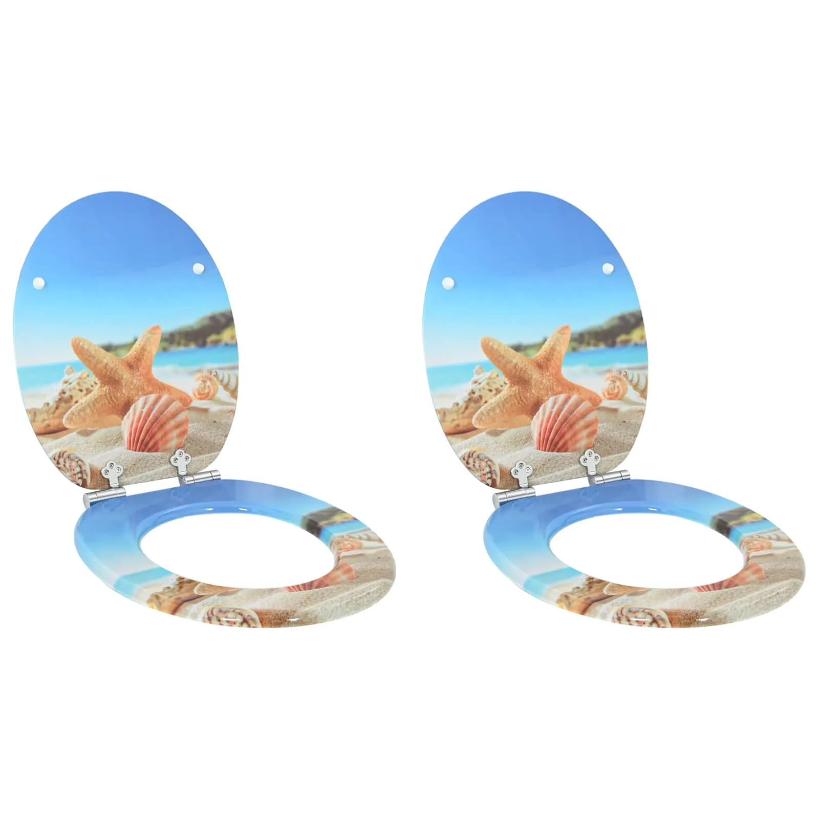 Soft-Close Toilet Seat 2 pcs Sea Muschel 44 x 38 cm MDF board 3414533 Soft-Close Toilet Seat 2 pcs Sea Muschel 44 x 38 cm MDF board 3414533