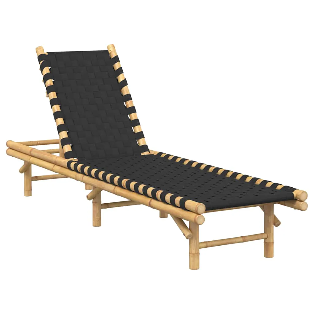 Sun Lounger with Black Woven Webbing 55x200x30 cm Bamboo 4108233 Sun Lounger with Black Woven Webbing 55x200x30 cm Bamboo 4108233