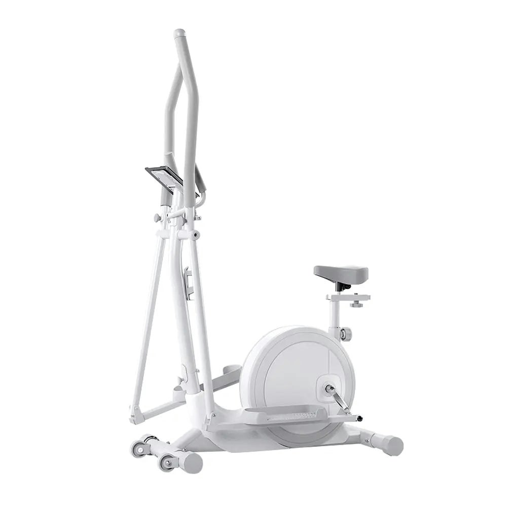 JMQ Fitness QM1008 Two-way Magnetic Control Flywheel Elliptical Machine Exercise Bike Home Gym Fitness Machine - White