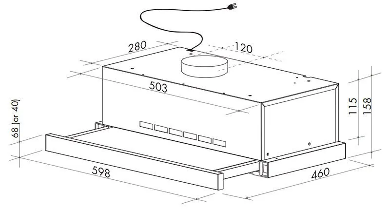 Artusi 60cm Stainless Steel Slideout Rangehood