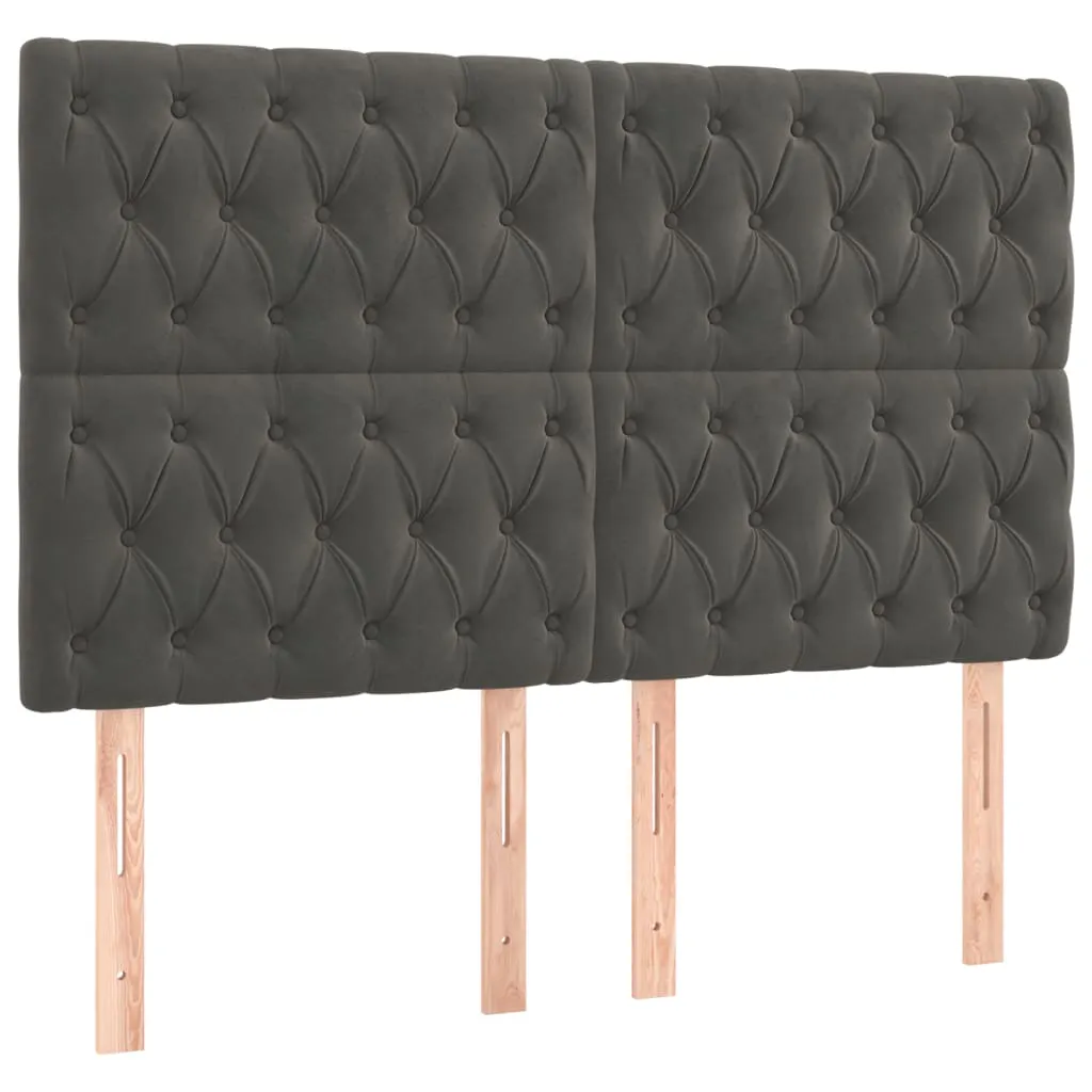 Headboards 4 pcs Dark Grey 80x7x78/88 cm Velvet 3116723 Headboards 4 pcs Dark Grey 80x7x78/88 cm Velvet 3116723