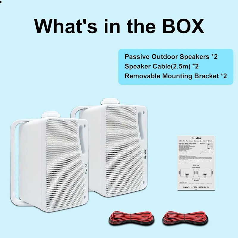 NNEOBA 200W Passive Outdoor Speakers Waterproof Marine (White) image number null