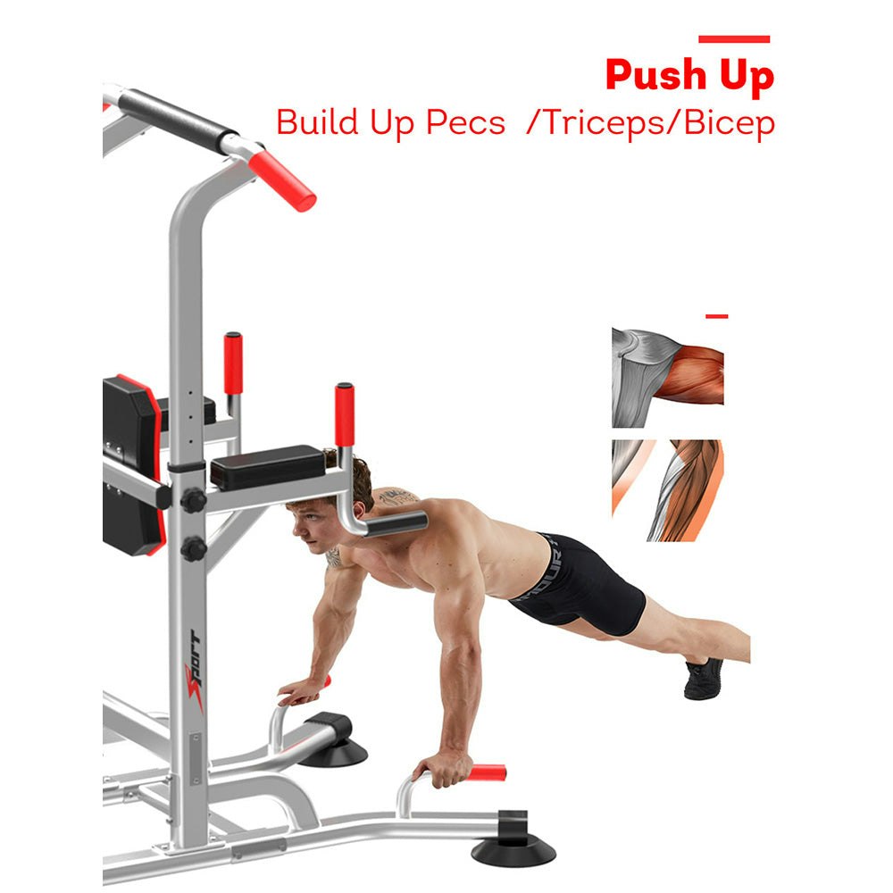 JMQ Fitness Silver Pull Up Chin Up Knee Raise Heavy Duty Workout Station Home Gym Exercise