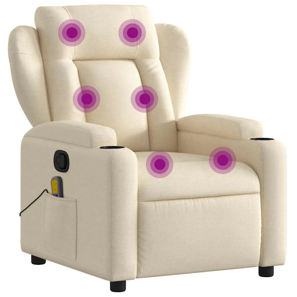 Massage Recliner Chair Cream Fabric 3206004 Massage Recliner Chair Cream Fabric 3206004