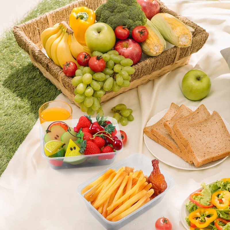 96pcs 2000ml Reusable Food Containers Plastic Meal Prep Storage w/ Lids - BPA Free (246*157*67mm) image number null