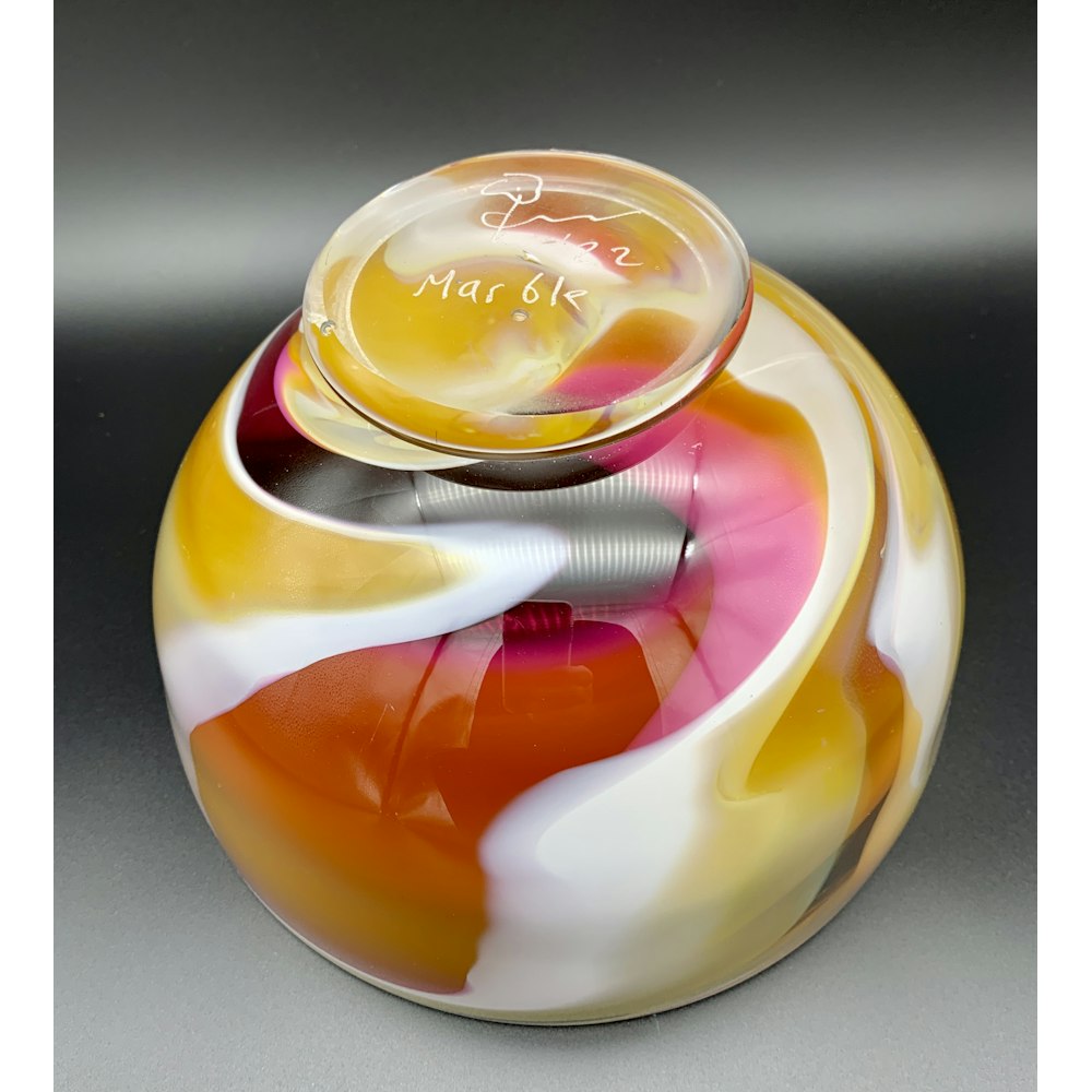 David M Flower Large Footed Bowl In Marble Pattern