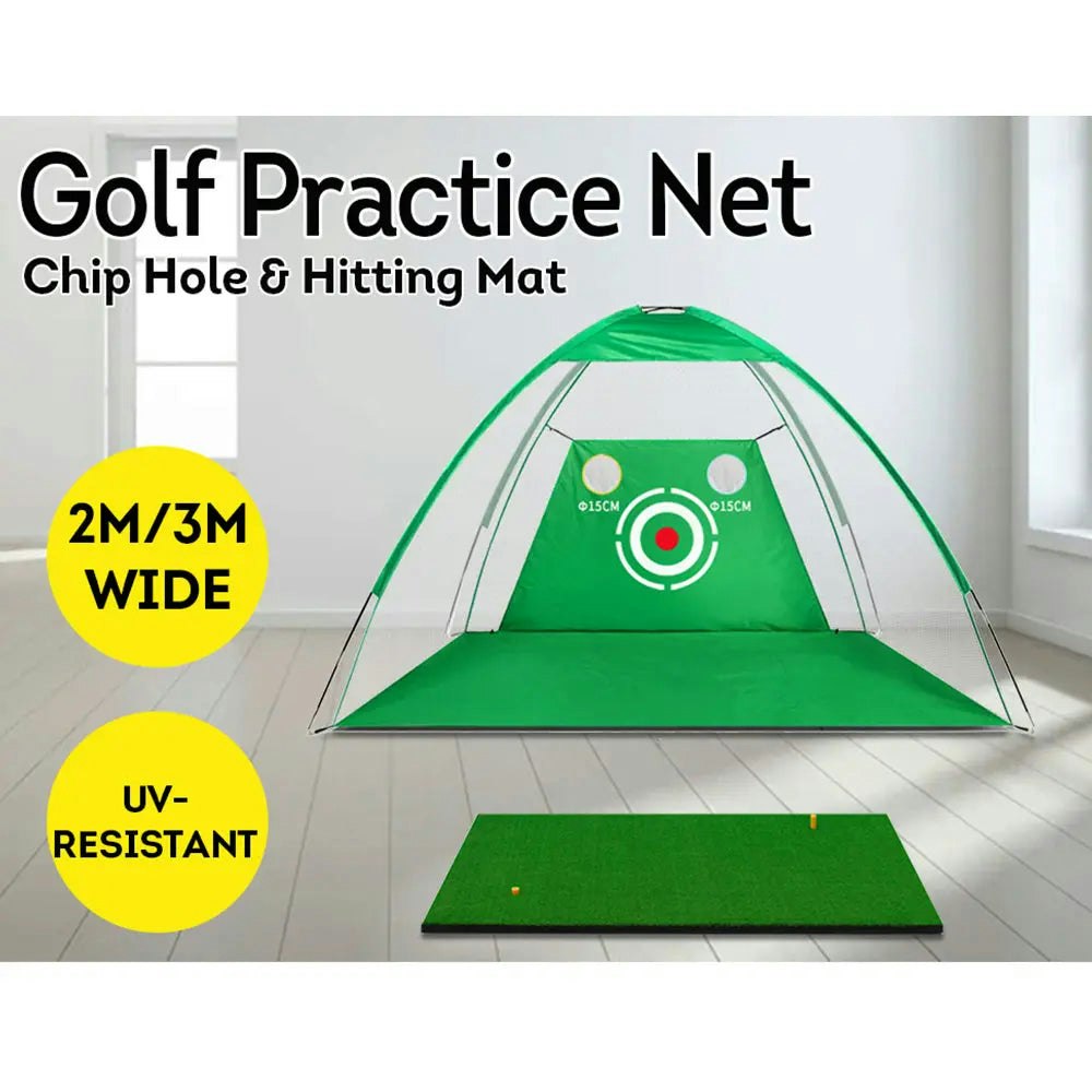 BALLSTRIKE 2M/3M Golf Practice Net Hitting Nets Driving Netting Chipping Cage Training Aid
