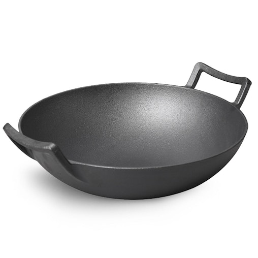 SOGA 32cm Commercial Cast Iron Wok FryPan Fry Pan with Double Handle image number null