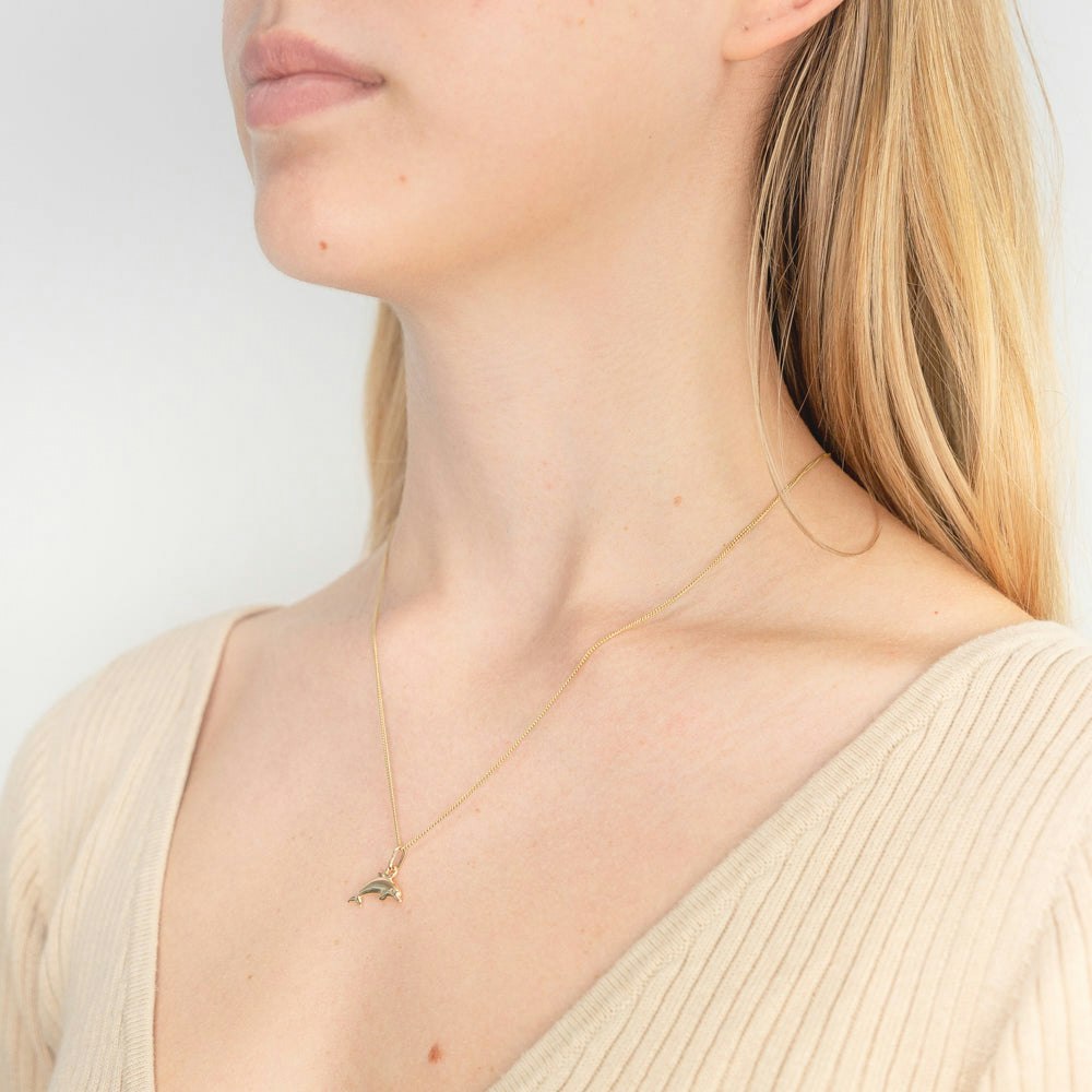 9ct Yellow Gold Silver Filled Dolphin Pendant