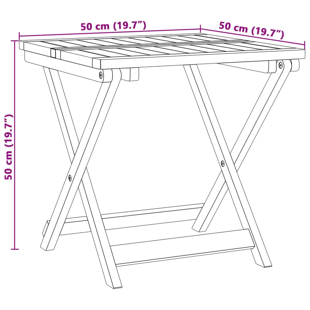 Folding Garden Table 50x50x50 cm Solid Wood Acacia 364893