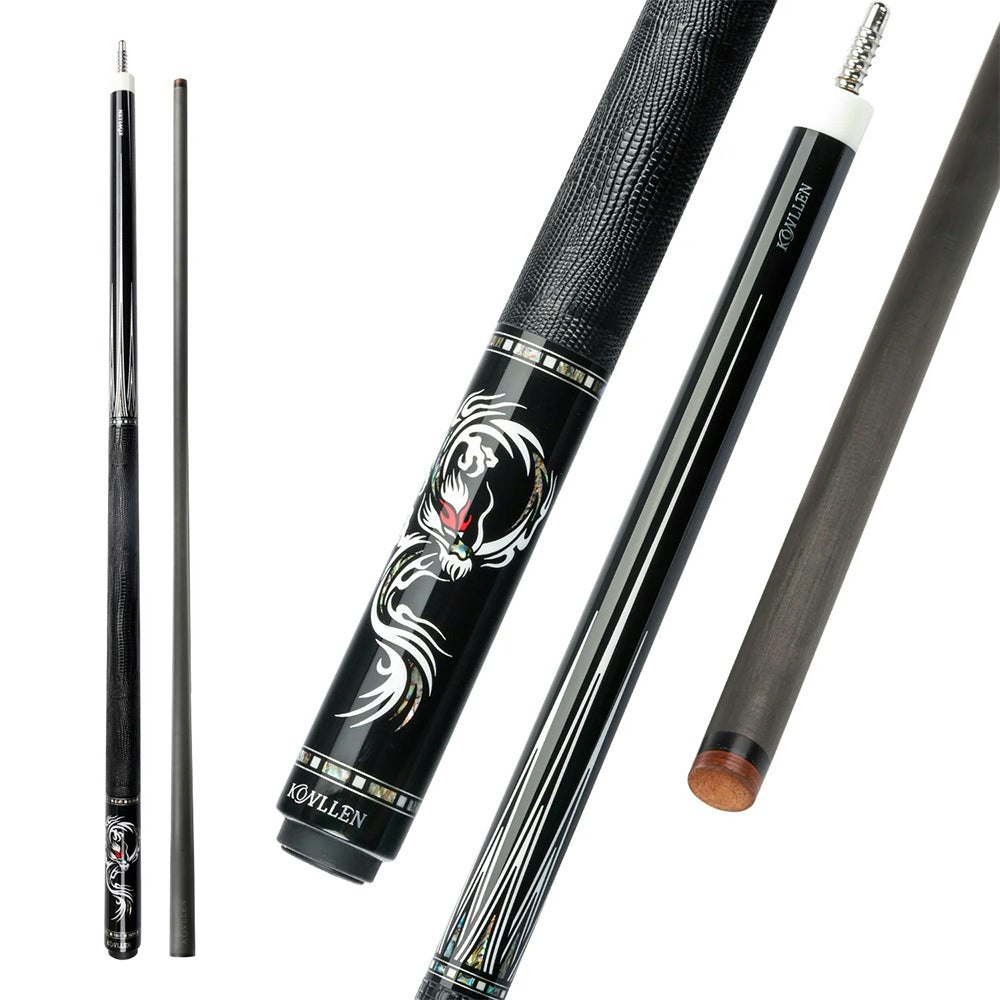 Konllen AING-1F 147CM 2-Piece Pool Cue Ebony Wood 18.5-20OZ Billiard Cue - Black