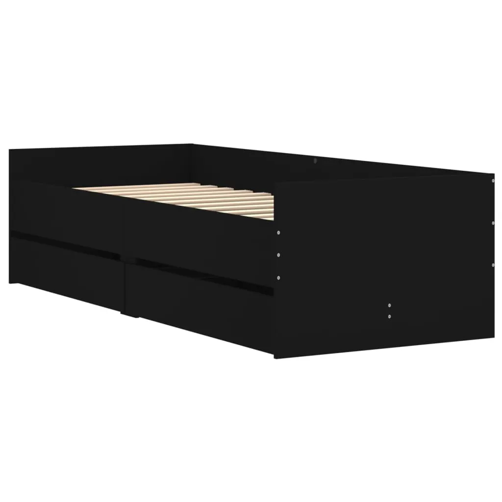 Bed Frame with Drawers Black 90x190 cm 3207351