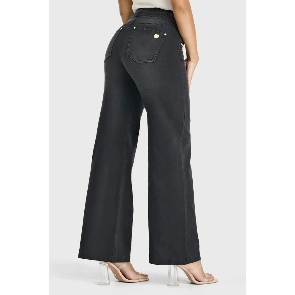 Freddy N.o.w Denim Limited Edition - High Waisted - Wide Leg - Black + Black Stitching